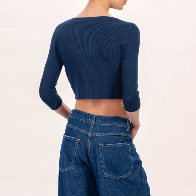 Zeroassoluto-Maglia crop a costine - blu