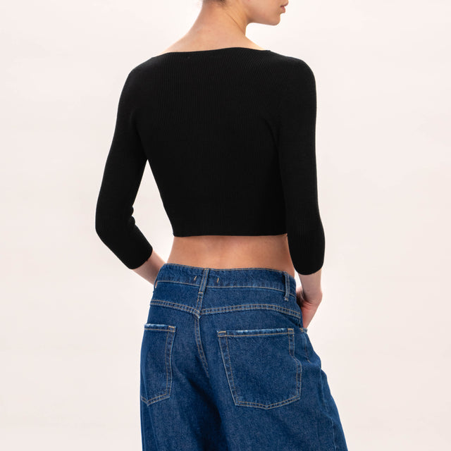 Zeroassoluto-Maglia crop a costine - nero