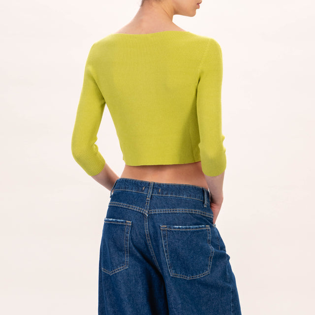 Zeroassoluto-Maglia crop a costine - lime