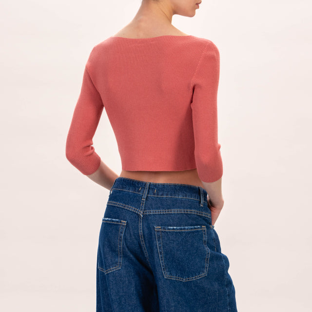 Zeroassoluto-Maglia crop a costine - rosa deserto