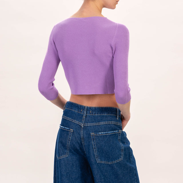 Zeroassoluto-Maglia crop a costine - viola