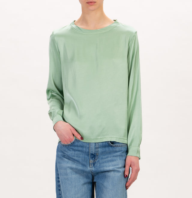 Zeroassoluto-Blusa in satin elasticizzata - green bay