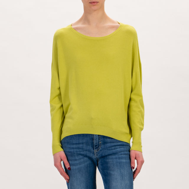 Motel-Maglia stondata girocollo - lime