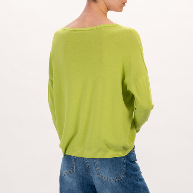 Zeroassoluto-Maglia scollo v - lime