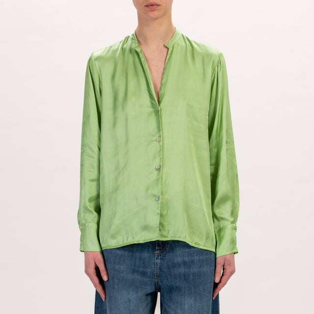 Zeroassoluto-Camicia LEA collo coreana in satin - menta