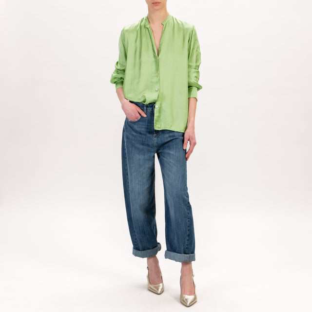 Zeroassoluto-Camicia LEA collo coreana in satin - menta