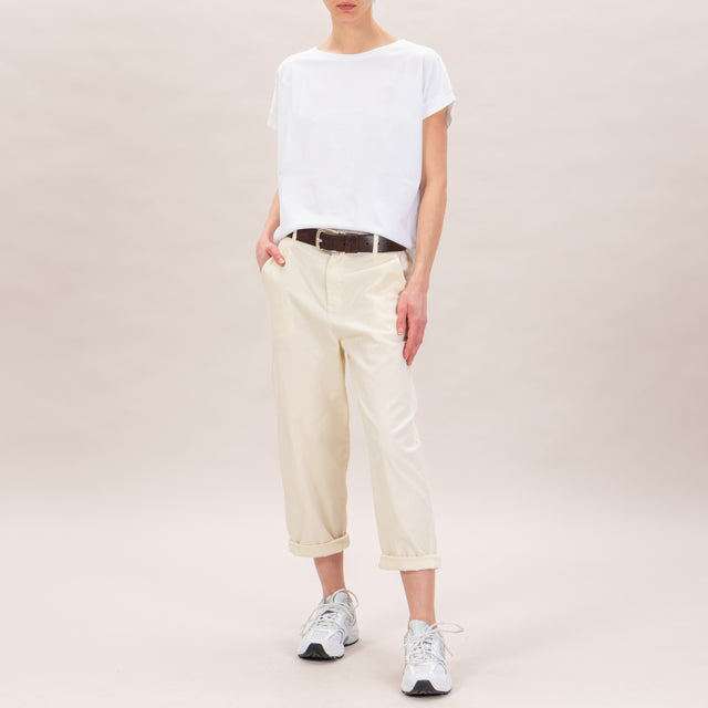 Zeroassoluto-Pantalone LORY baggy elasticizzato - burro