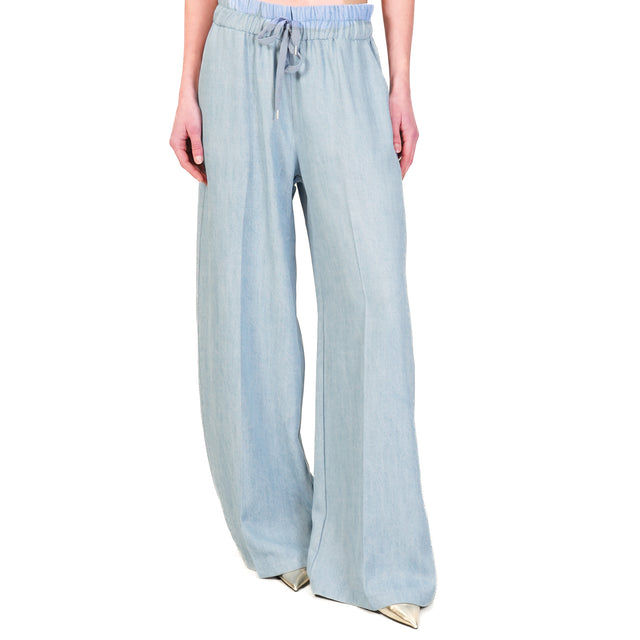 Tensione in-Pantalone chambray elastico in vita - denim chiaro