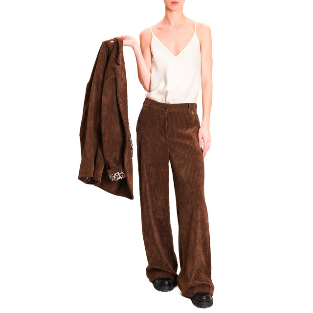 Souvenir-Palazzo trousers velvet 500 lines - dark brown