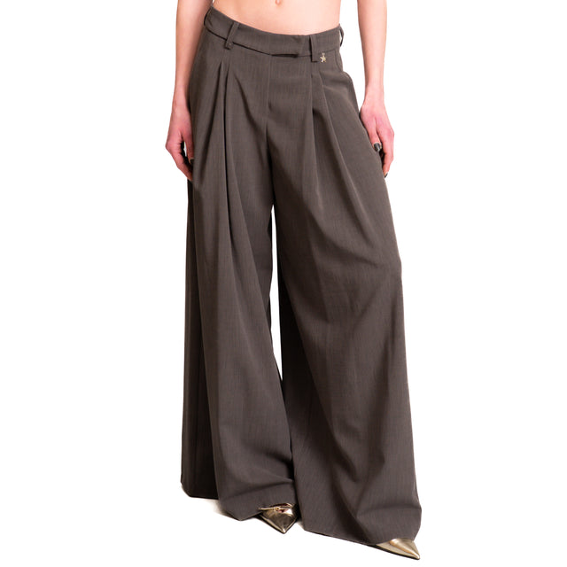 Souvenir-Pantalone wide leg con pinces - piombo