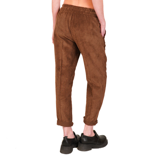 Souvenir-Pantalone velluto 500 righe con coulisse - cioccolato