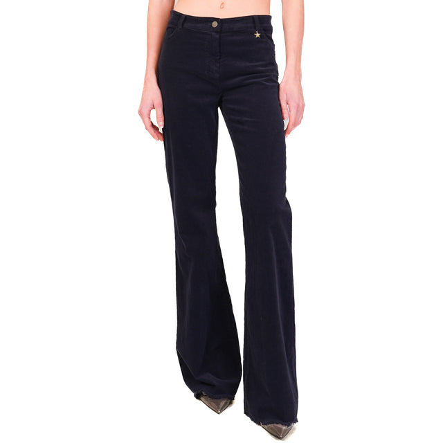 Souvenir-Stretch Velvet Trousers - Blue