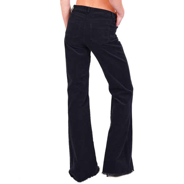 Souvenir-Stretch Velvet Trousers - Blue