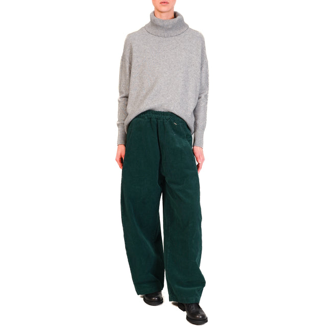 Souvenir-Pantalone velluto con elastico in vita - verde