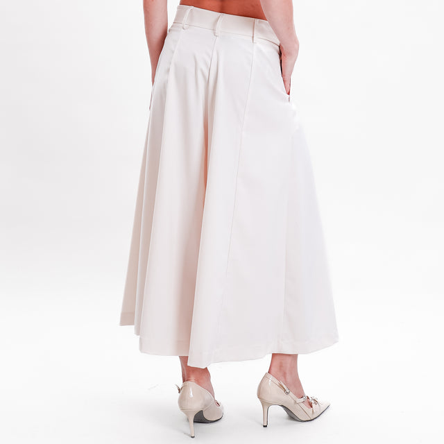 Souvenir-Pleated Crop Trousers - Cream