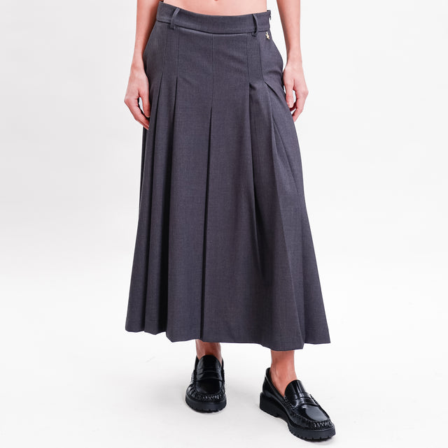 Souvenir-Pleated Cropped Trousers - Anthracite