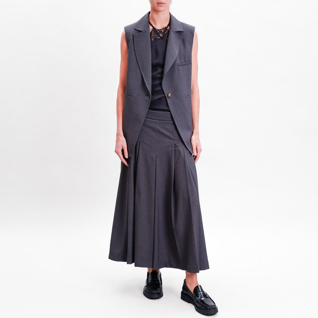 Souvenir-Pleated Cropped Trousers - Anthracite