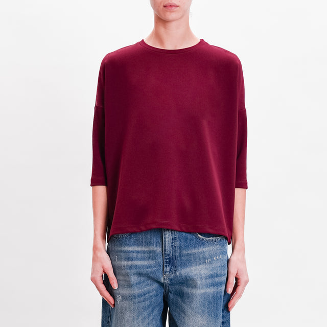 Souvenir-3/4 Sleeve Stretch Blouse - Bordeaux