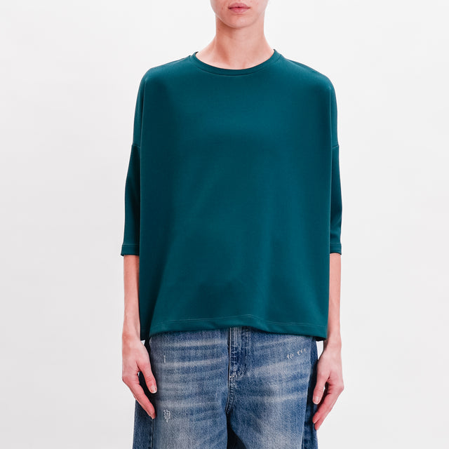 Souvenir-3/4 Sleeve Stretch Blouse - Green