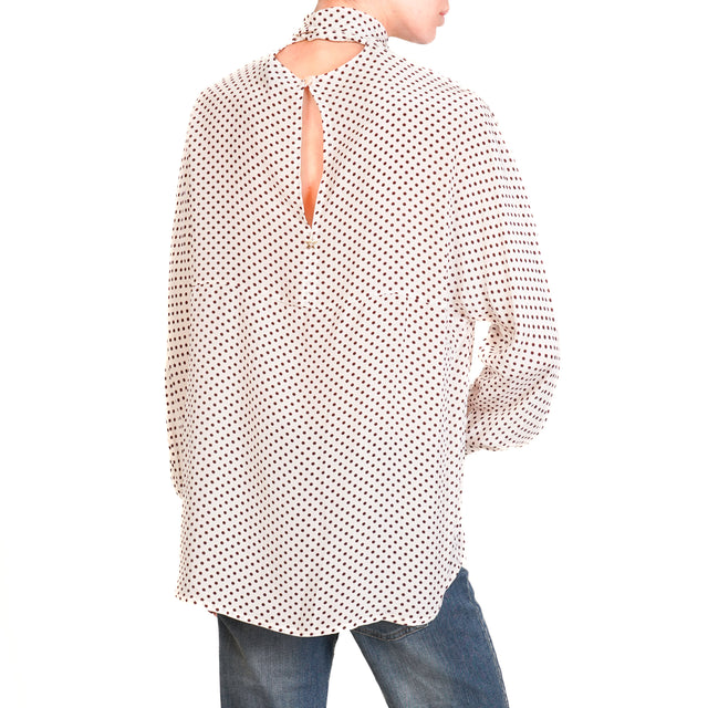 Souvenir-Blusa pois cut out con fiocco - burro/moro