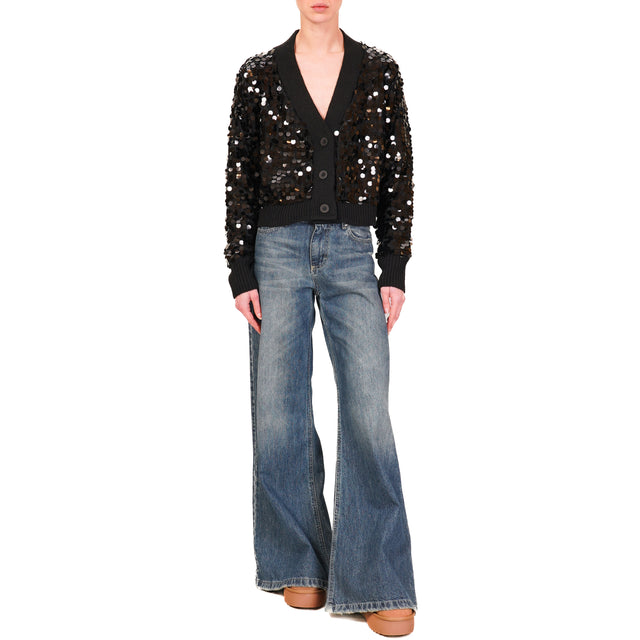 Tensione in-Cardigan maxi paillettes - nero