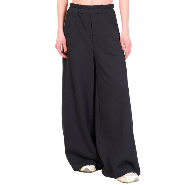 Tensione in-Pantalone in felpa wide leg elastico - blu