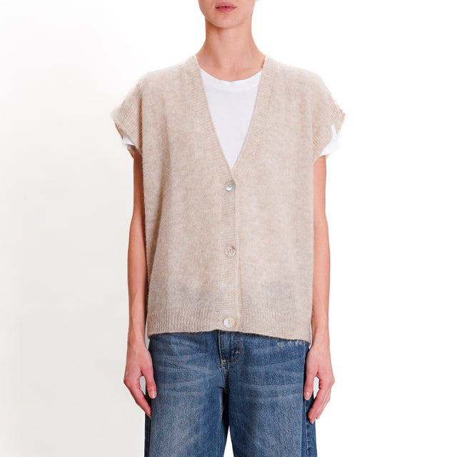 Tensione in-Gilet mohair 3 bottoni - beige