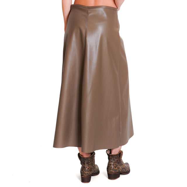 Tension in-Leatherette A-Line Skirt - Military