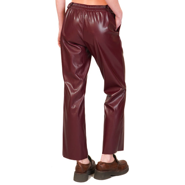 Tensione in-Pantalone similpelle elastico dietro - Bordeaux