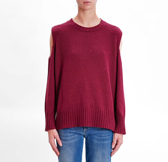 Tensione in-Maglia cut out misto cashmere - vino