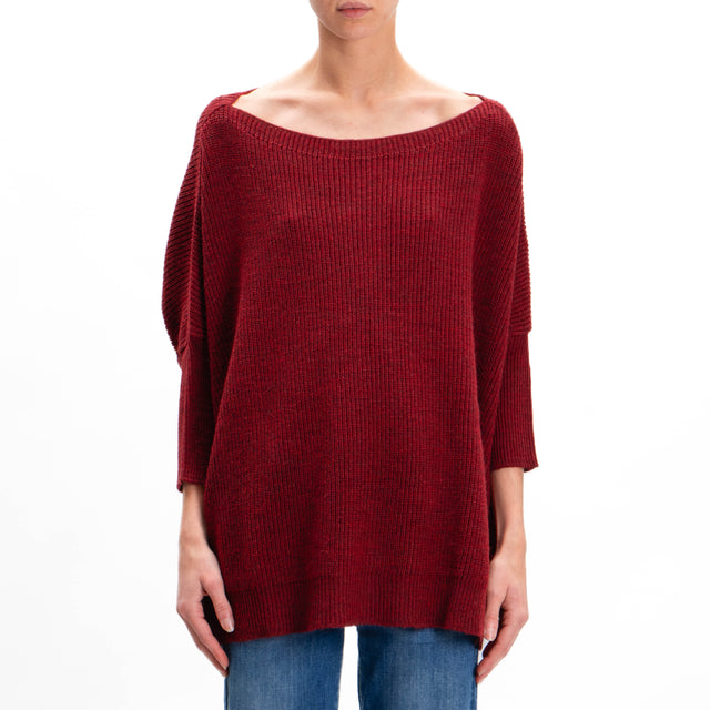 Tension in-Maglia over alpaca blend boat neckline - Bordeaux