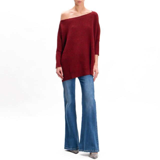 Tension in-Maglia over alpaca blend boat neckline - Bordeaux