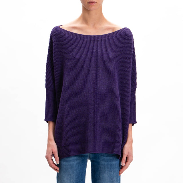 Tension in-Maglia over alpaca blend boat neckline - purple