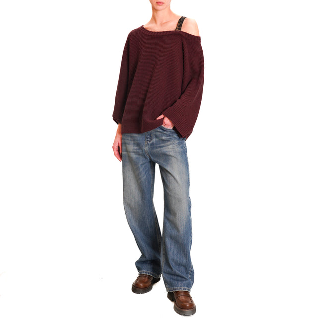 Tension in-Maglia alpaca mixed lace insert - Bordeaux