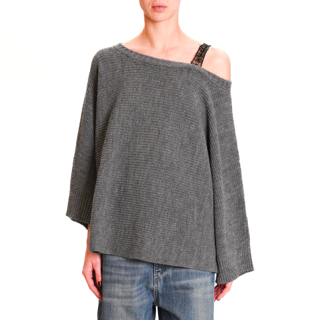 Tension in-Maglia lace insert mixed alpaca - grey