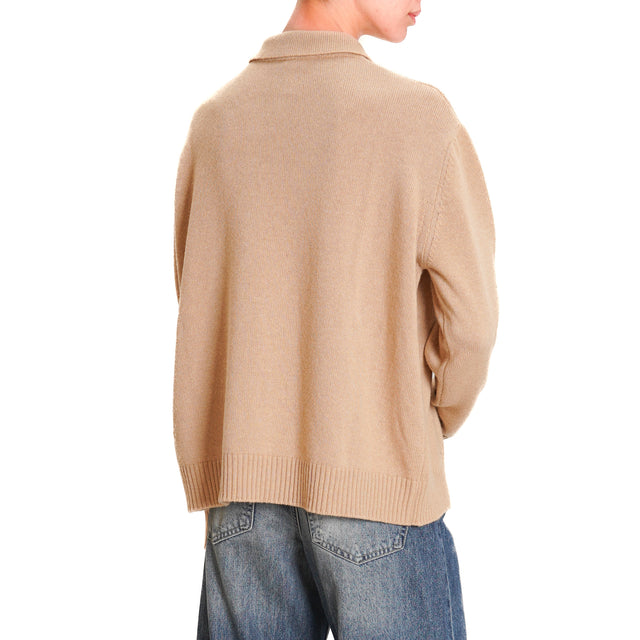 Tension in-Maglia cashmere blend polo neck - camel