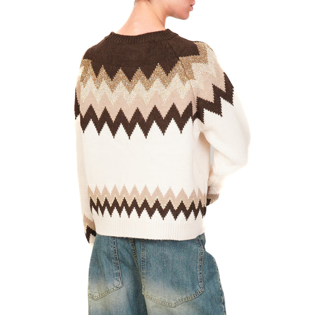 Tensione in-Maglia zig zag con lurex - burro/moro/oro/beige