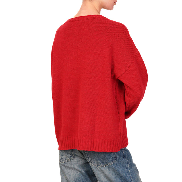 Tensione in-Maglia orsetto con paillettes - rosso