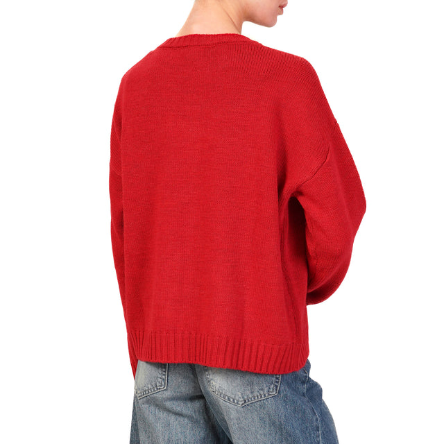 Tensione in-Maglia misto alpaca orsetto christmas - rosso/nero/antracite