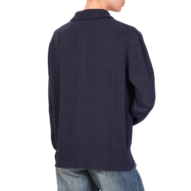 Tensione in-Maglia collo polo misto cashmere - blu