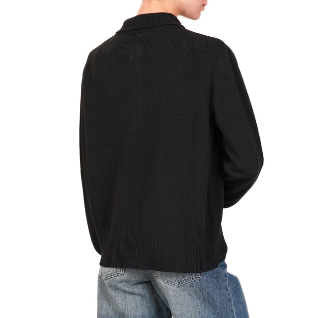 Tensione in-Maglia collo polo misto cashmere - nero