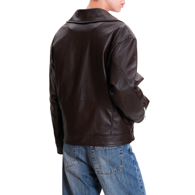 Tension in-Leatherette jacket - dark brown