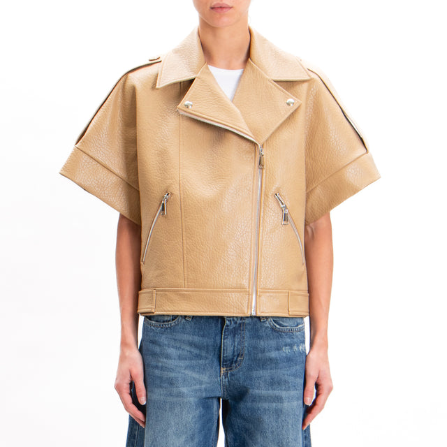 Tension in-Gilet leatherette jacket - hazelnut