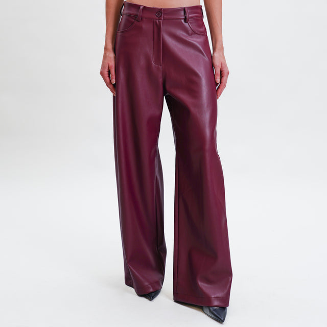 Tensione in-Pantalone wide leg similpelle - bordeaux