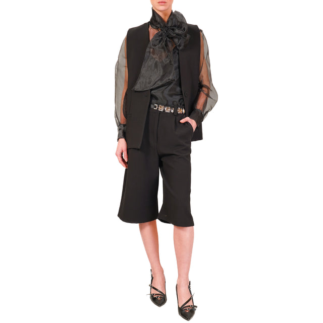 Tensione in-Blusa in tulle con fiocco - nero