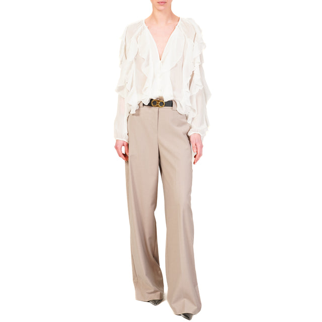 Tensione in-Camicia georgette con rouches - latte