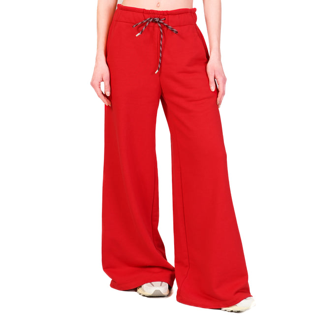 Tensione in-Pantalone in felpa con coulisse - rosso