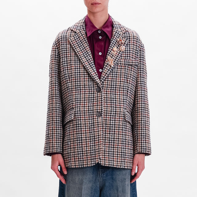 Tension in-Pied de poule jacket with pins - biege/moro/bordeaux