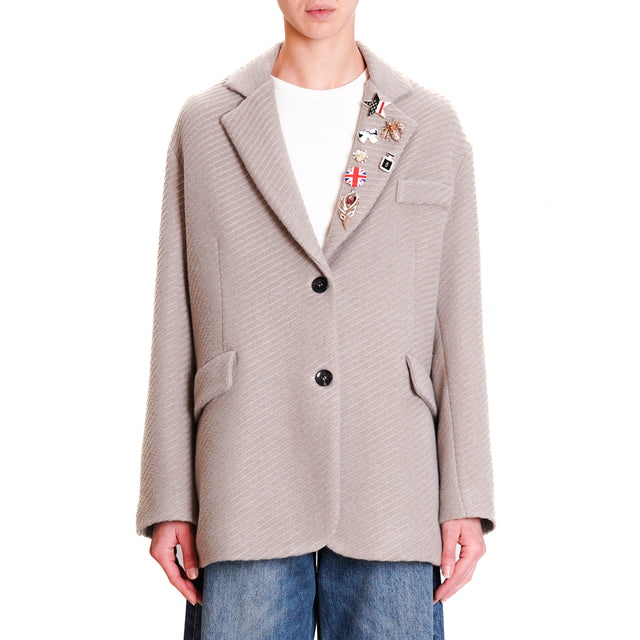 Tension in-Oversized Jacket with Pins - Taupe