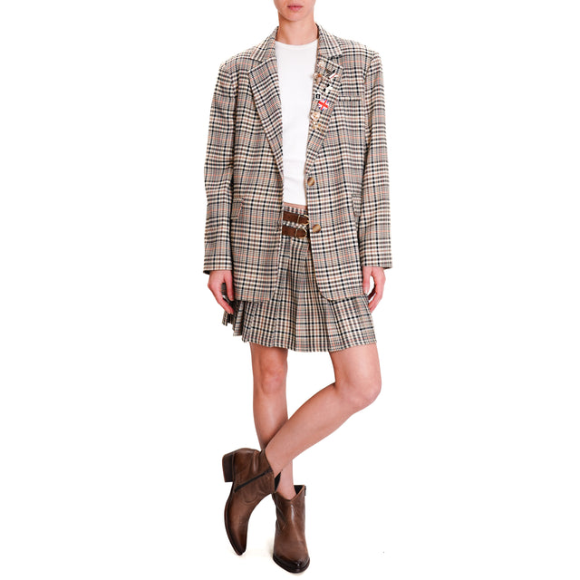 Tensione in-Giacca check con spille - beige/nero/cuoio